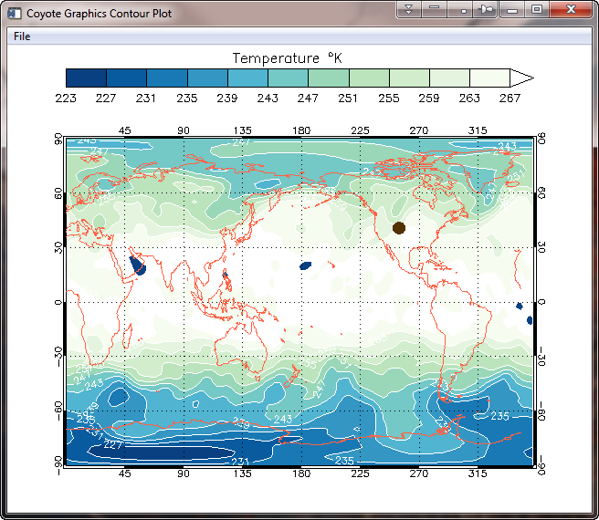 A Coyote Graphics filled contour plot.