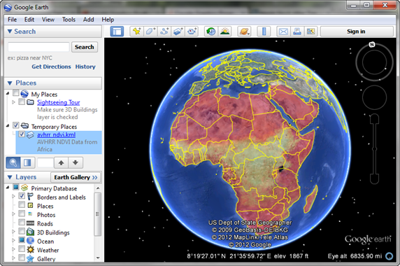 An image overlay on Google Earth
