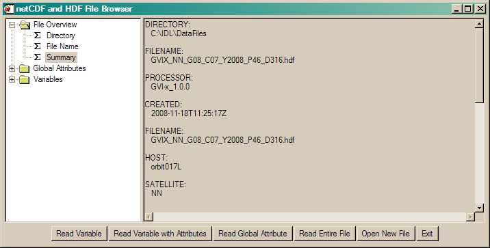 The NCDF_BROWSER in operation.