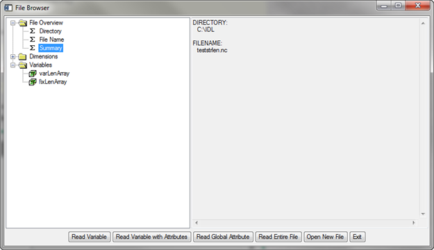 The two string arrays shown in the nCDF_Browser.