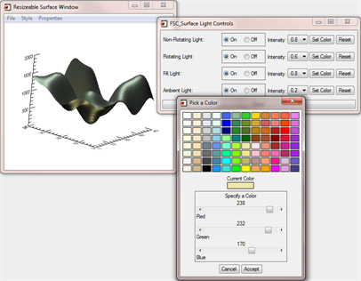 The surface uses four lights for illumination