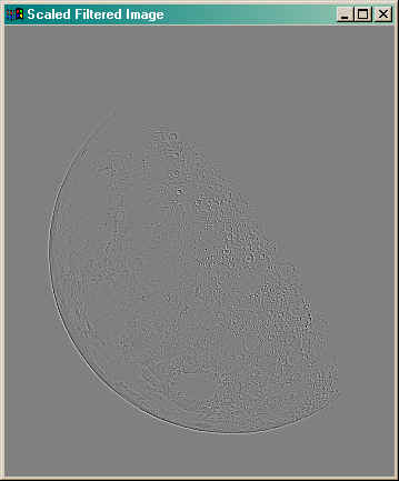 The image filtered with the Laplacian kernel and scaled.