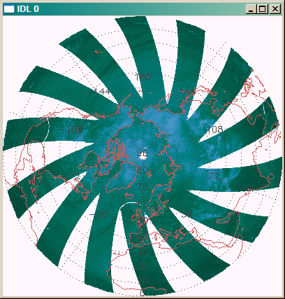 The SSM/I image with map boundaries and grid.