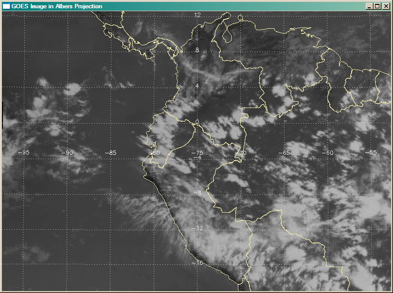 The GOES image warped into Albers map projection.