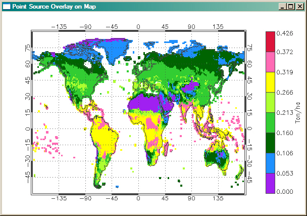 First attempt at point source overlay on map.