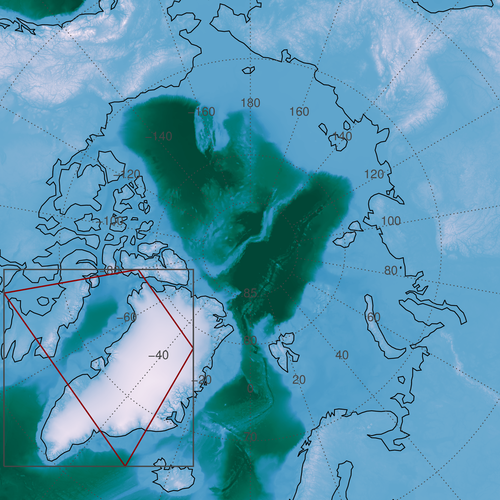 The rectangular area of extraction around the study area.