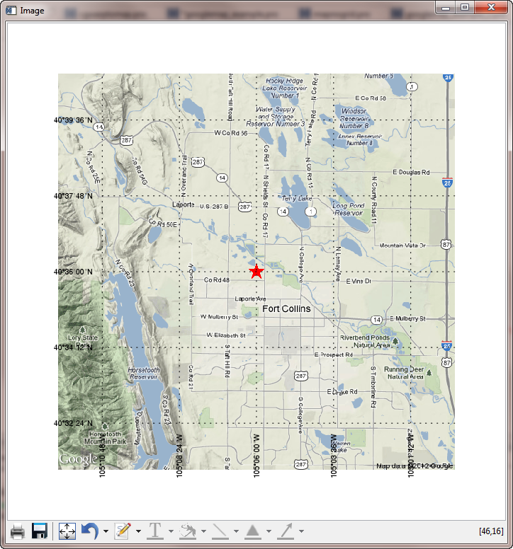 A Google static map image displayed with
the Map function.