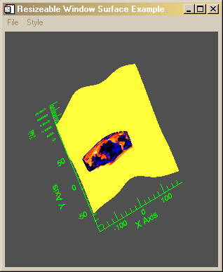 The Texture_Surface program with the image positioned on it.